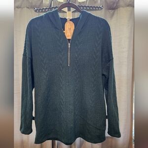 White Birch Green Zip-Up Sweater